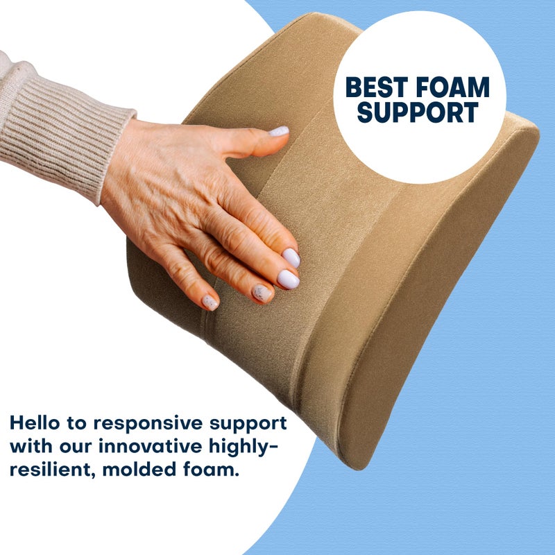 Back-Huggar Bucket Seat Thick Foam Lumbar Support Cushion: Orthopedic Relief for Car Seats & Chairs-Black - Image 2